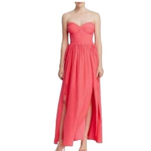 Amanda Uprichard Gizelle hot pink silk strapless maxi dress